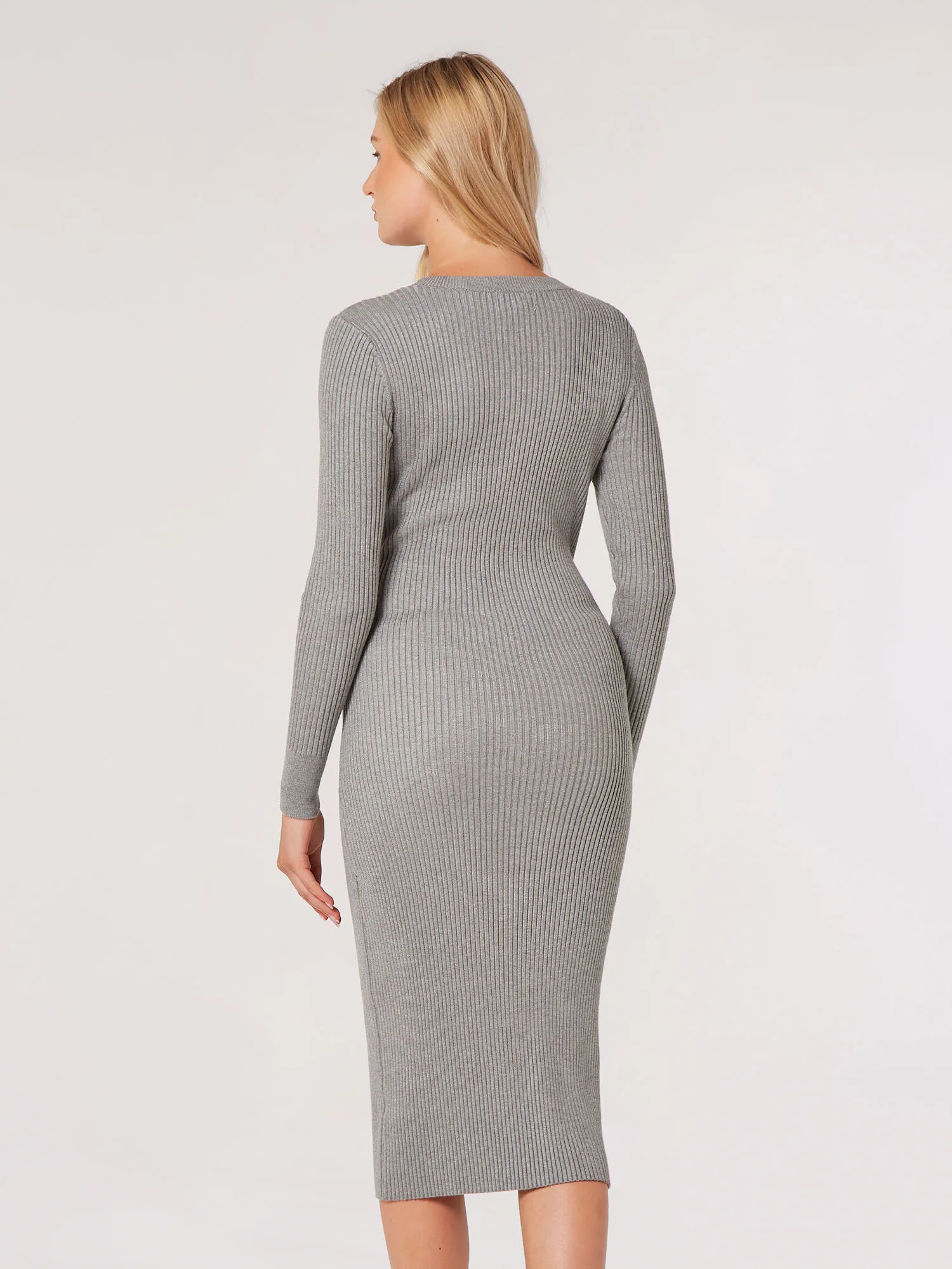 Ribbed Knit Bodycon Midi Dress | Apricot Clothing