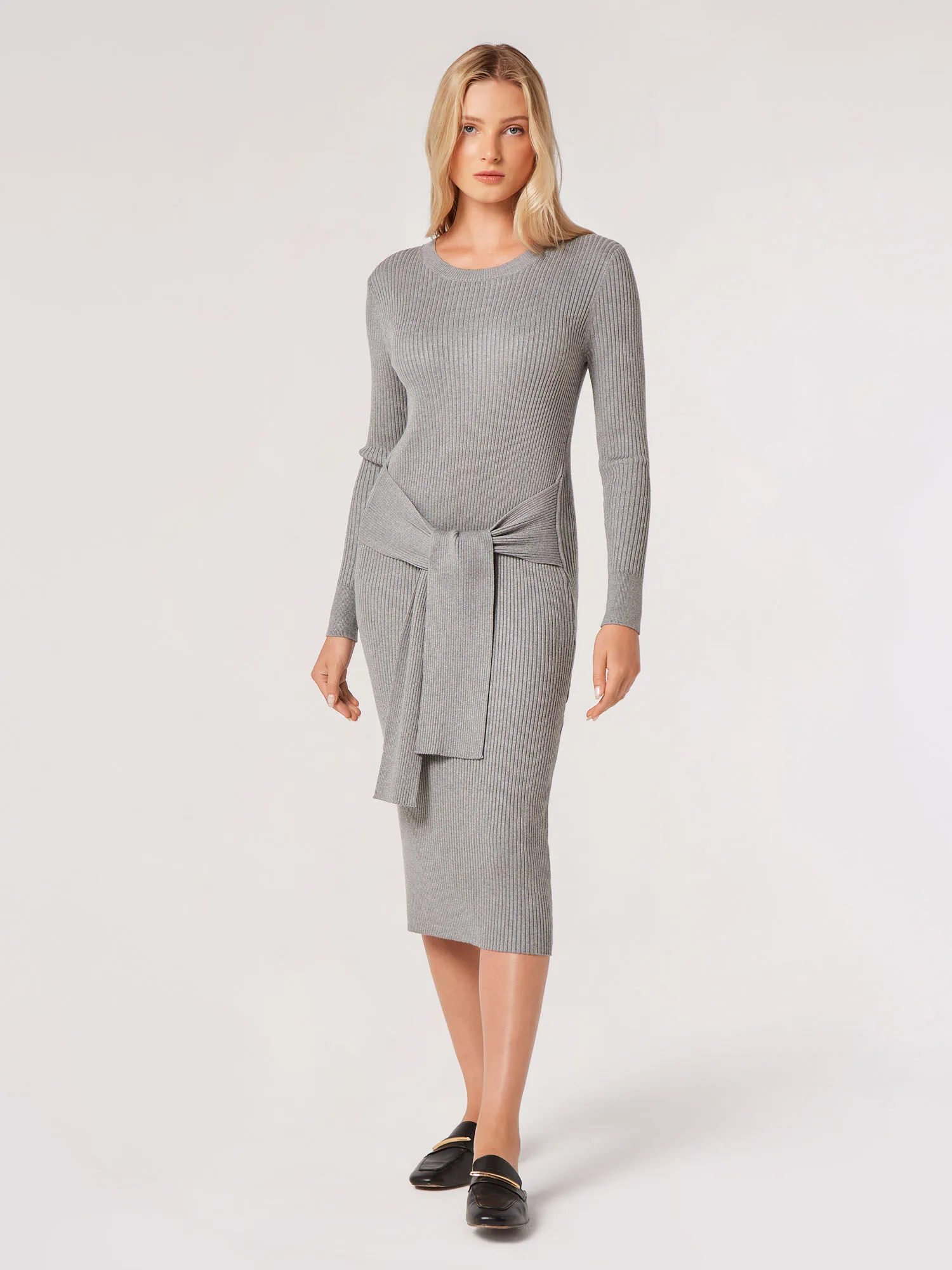 Ribbed Knit Bodycon Midi Dress | Apricot Clothing