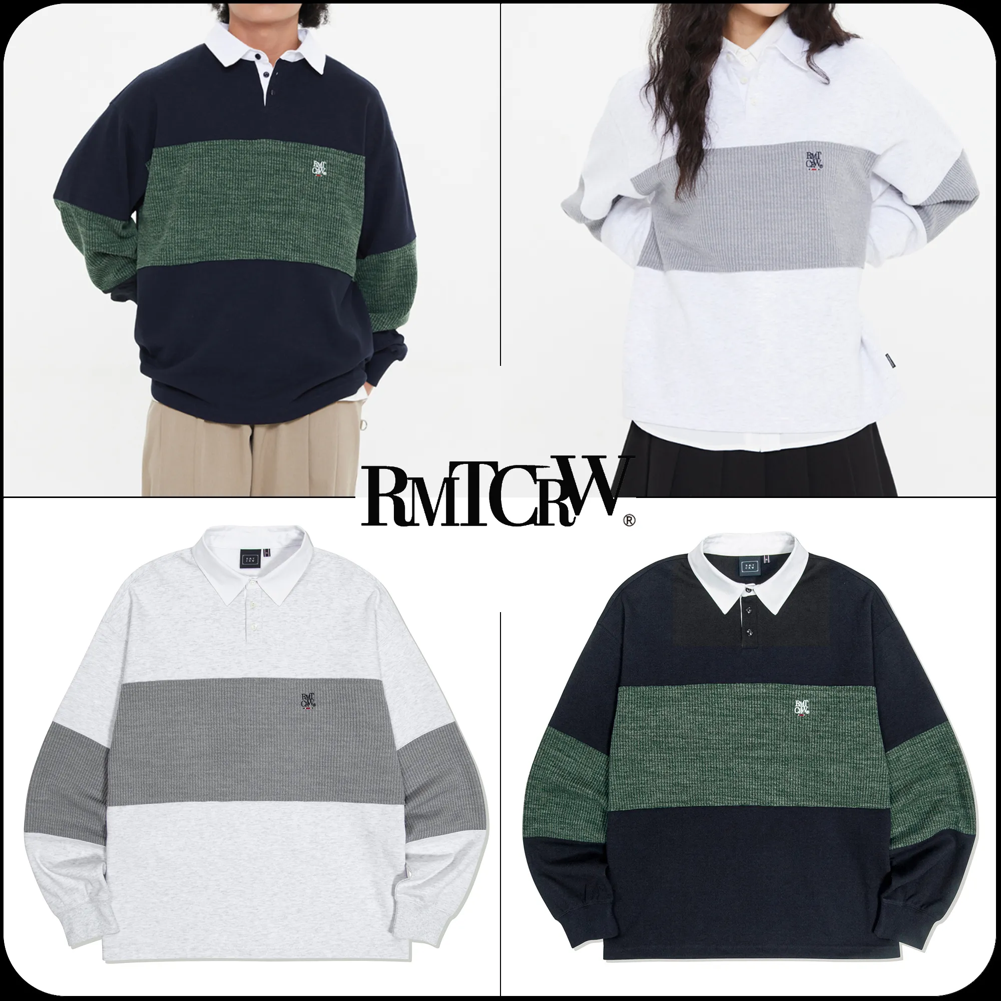 ROMANTIC CROWN  |[ROMANTIC CROWN]★SWEAT KNIT MIX RUGBY SHIRTS