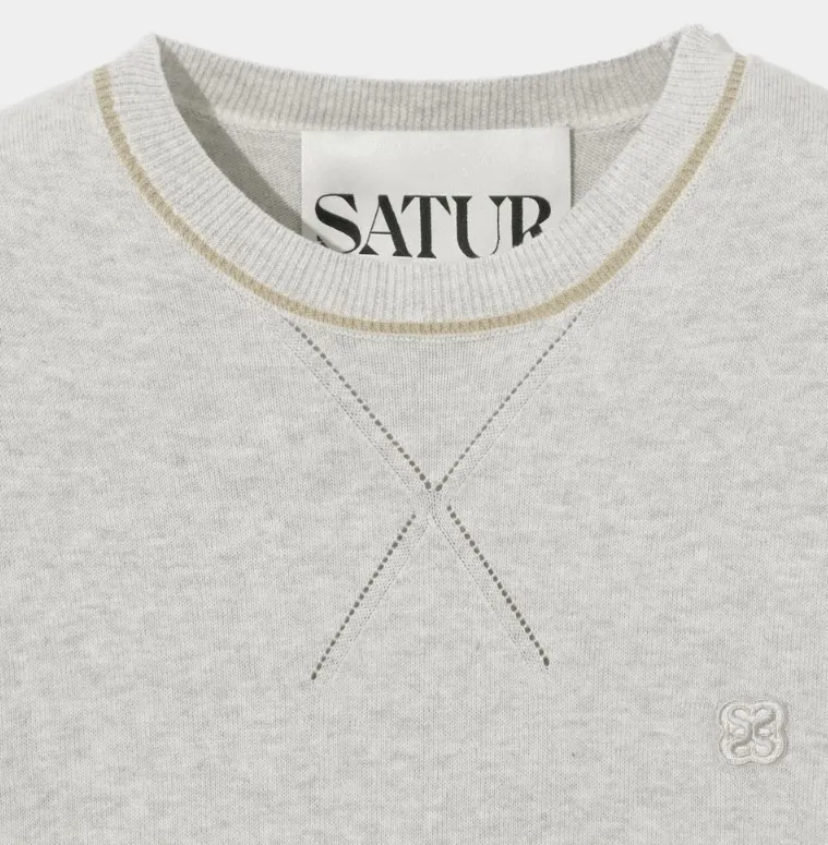 SATUR  |Unisex Street Style Plain Logo Sweaters