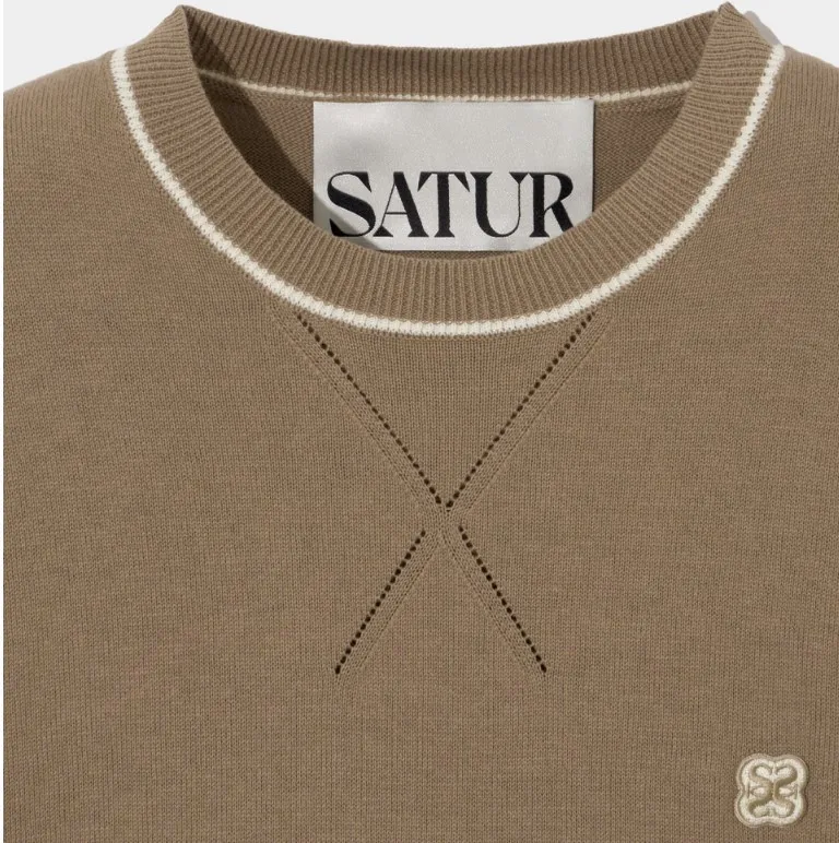 SATUR  |Unisex Street Style Plain Logo Sweaters