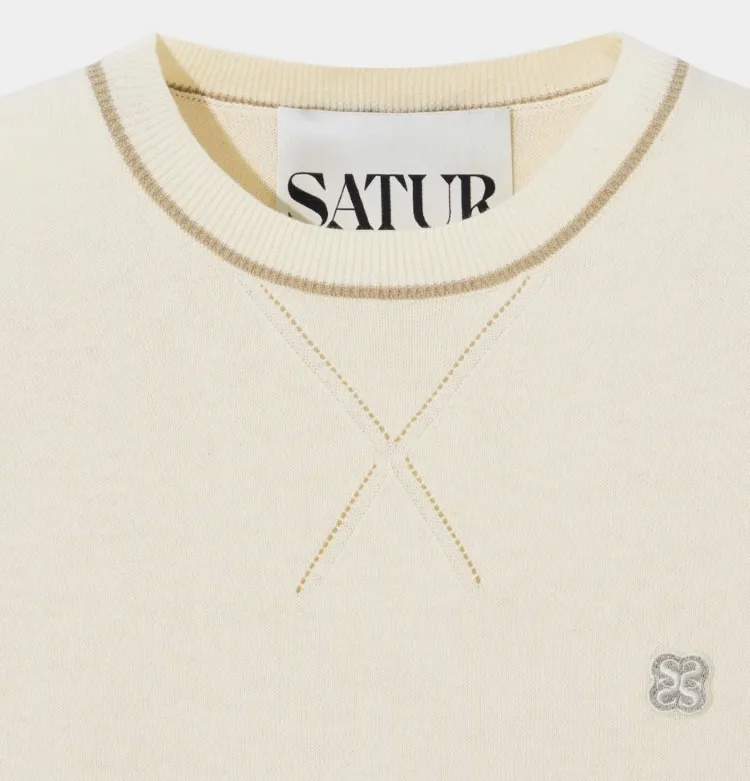 SATUR  |Unisex Street Style Plain Logo Sweaters