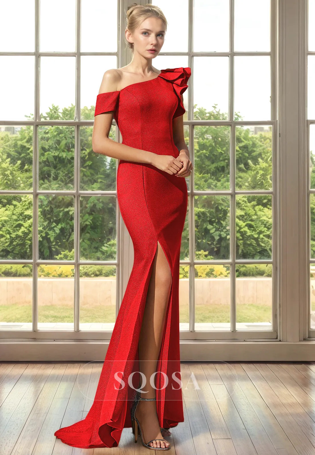 Sheath One Shoulder Elegant Mother of the Bride Dress for Wedding Long Formal Evening Dress