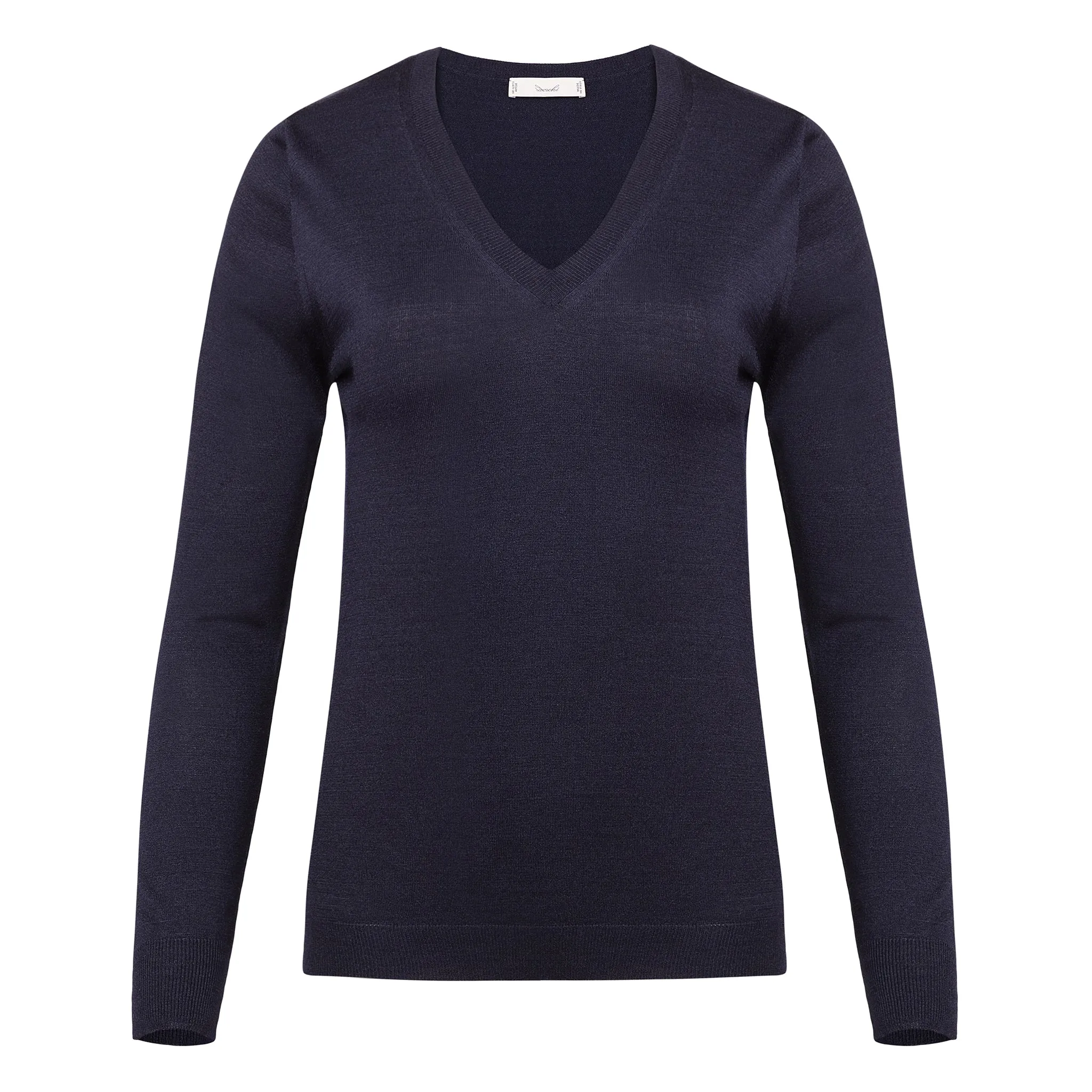 Silk V-Neck Sweater - Navy