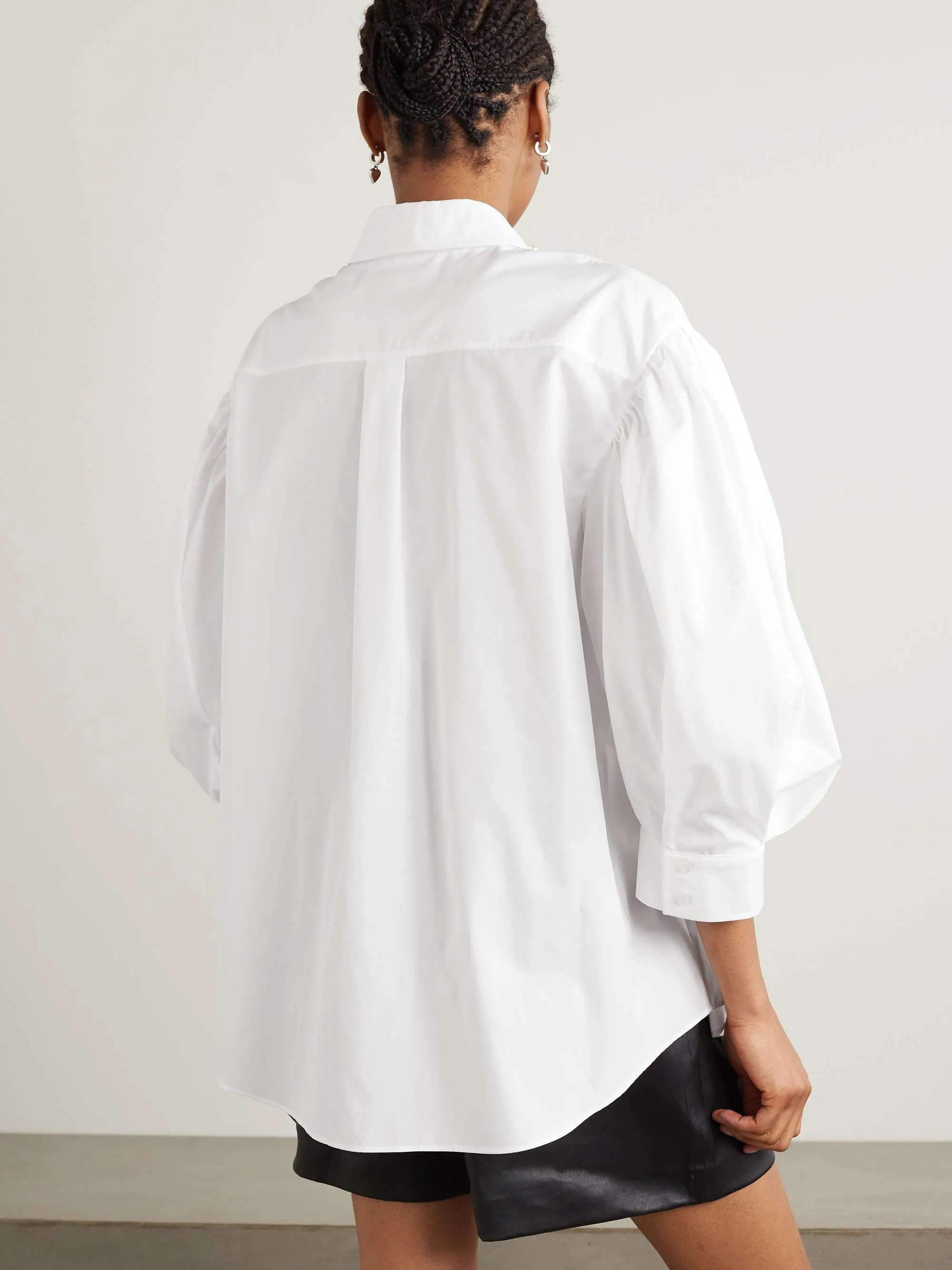 Simone Rocha  |Cropped Plain Cotton Puff Sleeves Shirts & Blouses