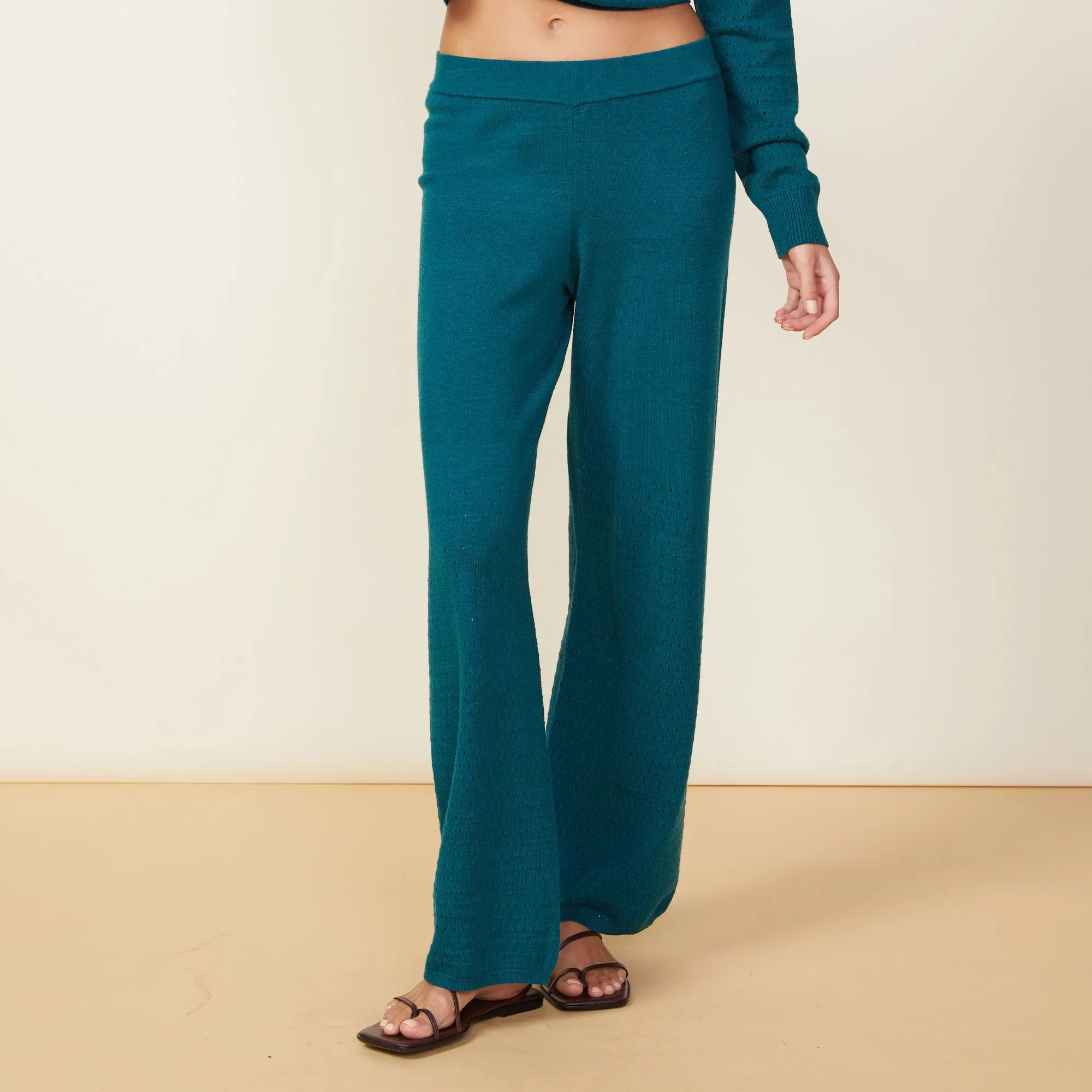 Soft Knit Pointelle Flare Pants