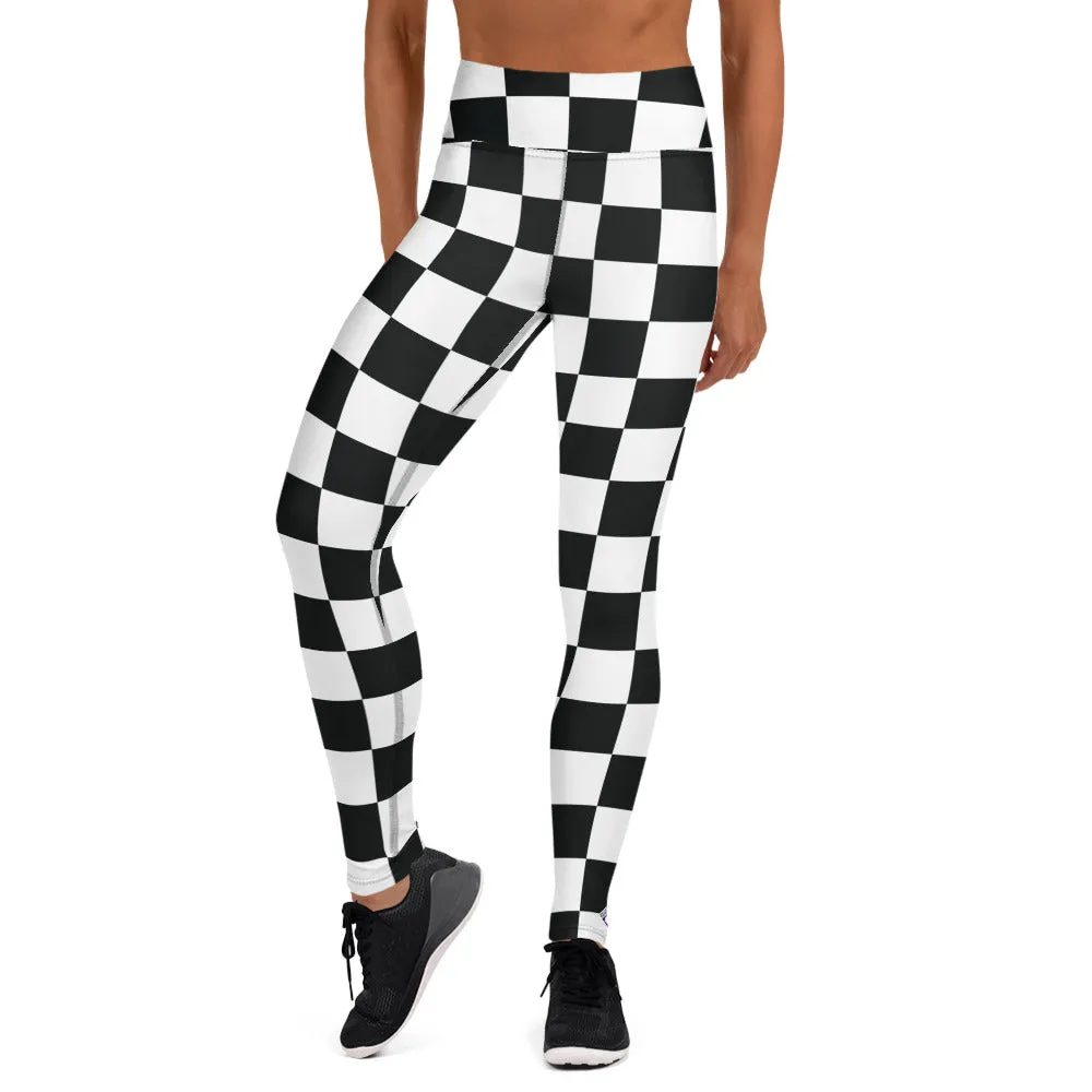 Stylish Strides: Checkered Women's Yoga Pants Leggings