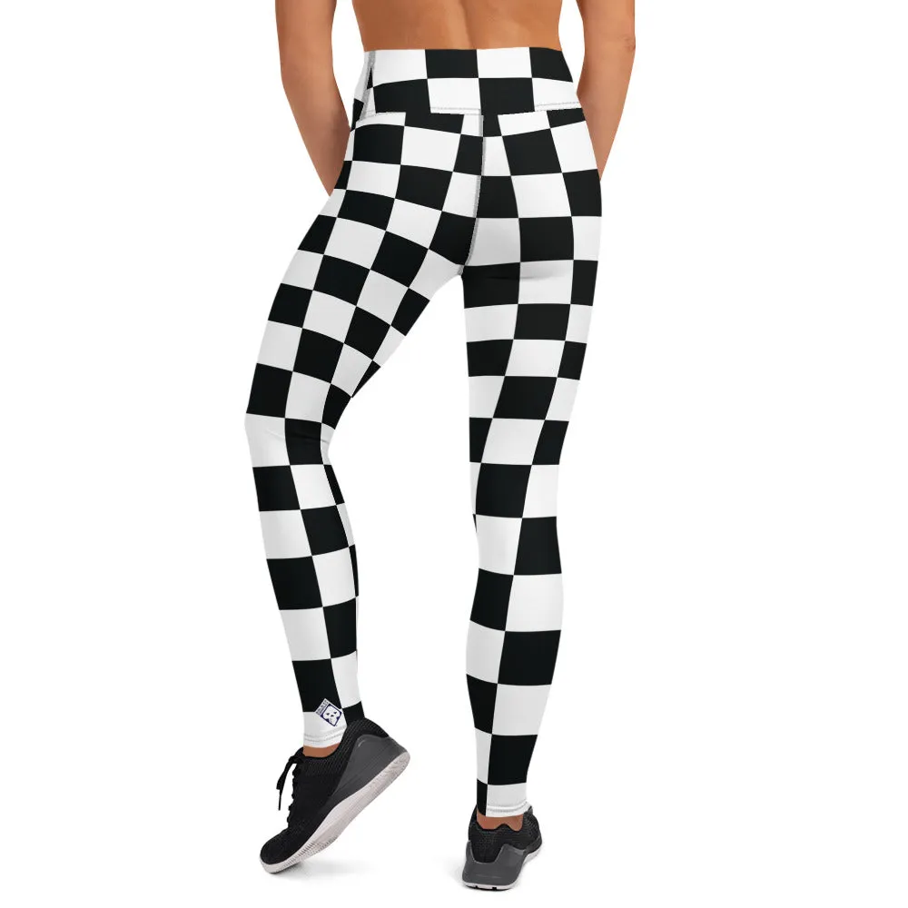 Stylish Strides: Checkered Women's Yoga Pants Leggings