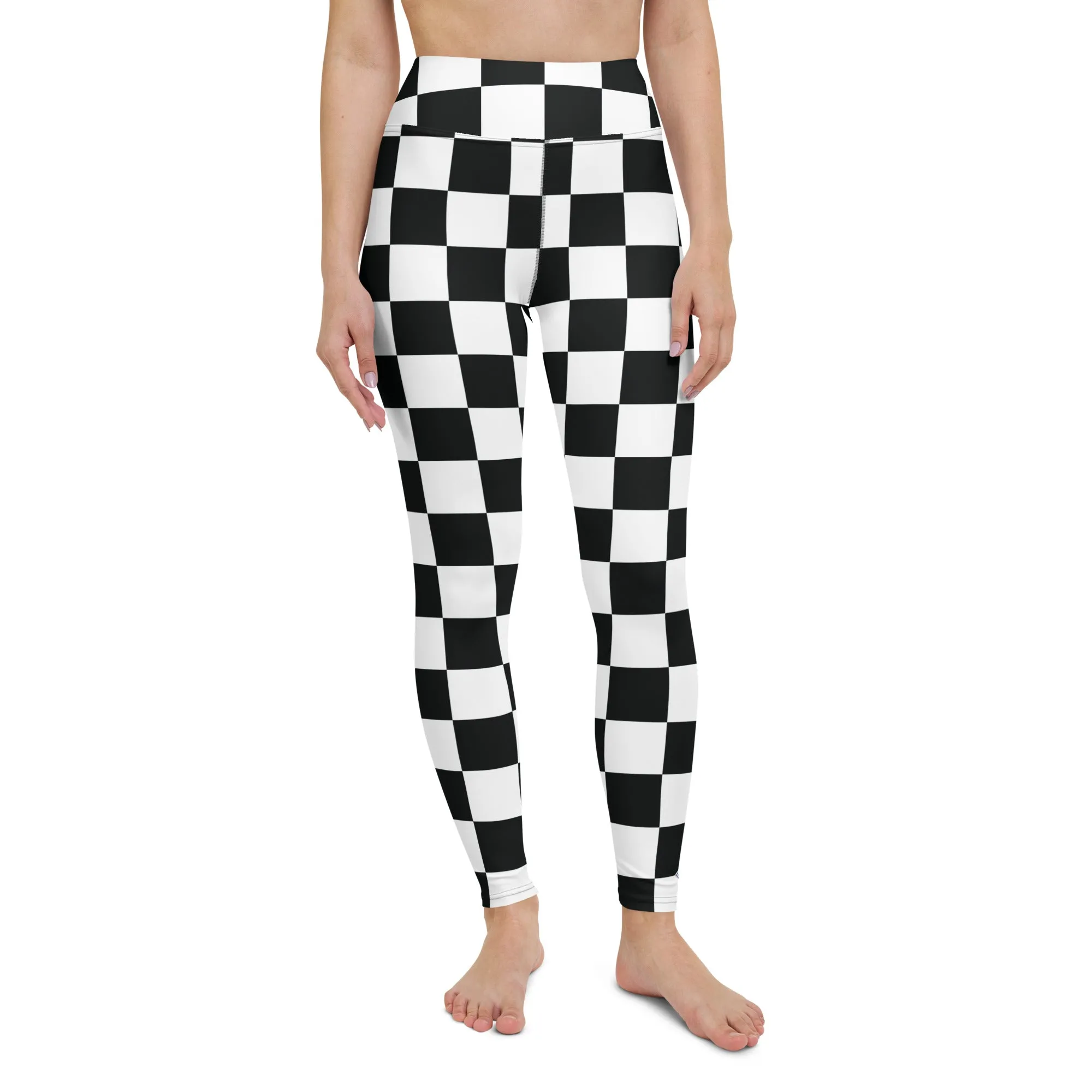 Stylish Strides: Checkered Women's Yoga Pants Leggings