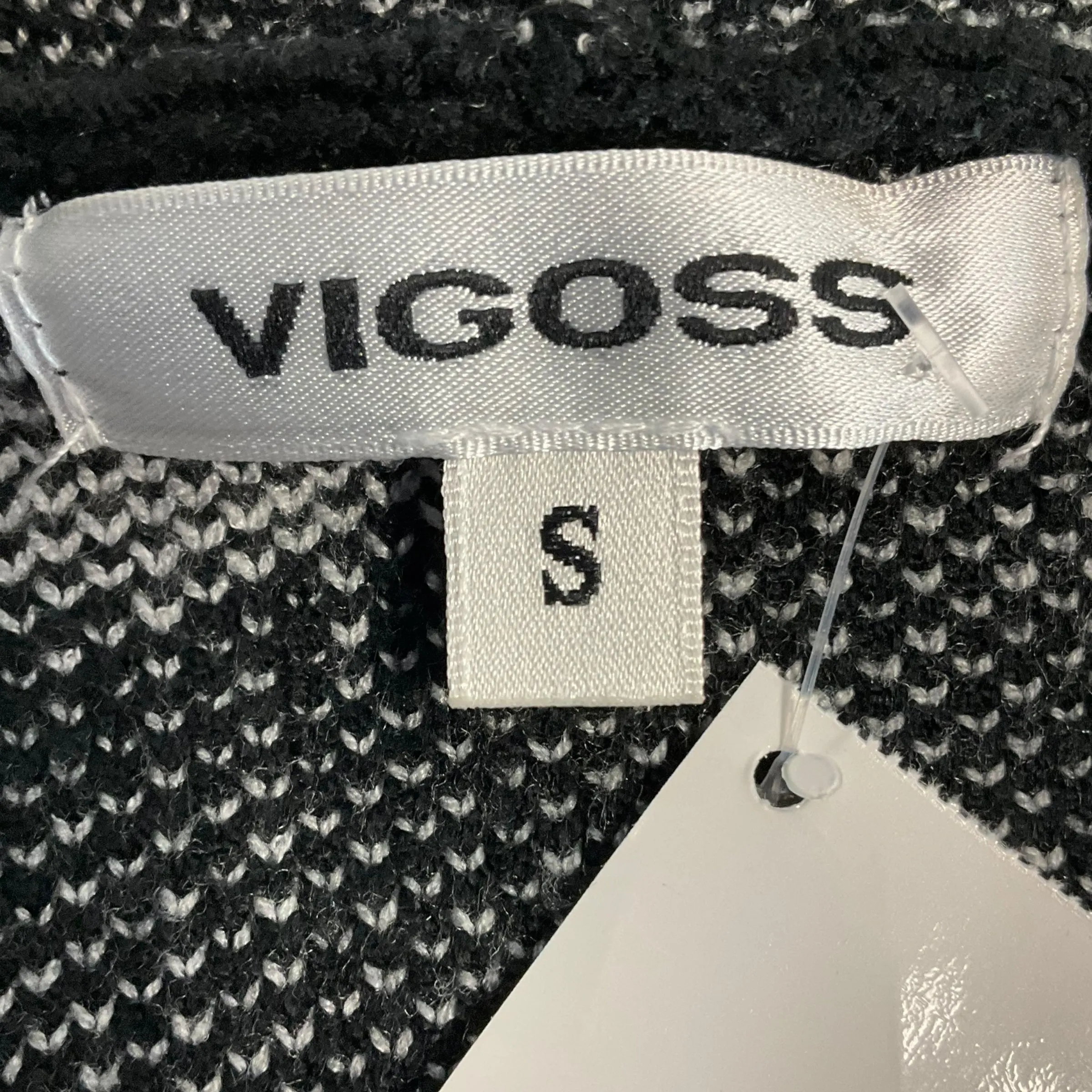 Sweater Cardigan By Vigoss In Black & White, Size: S