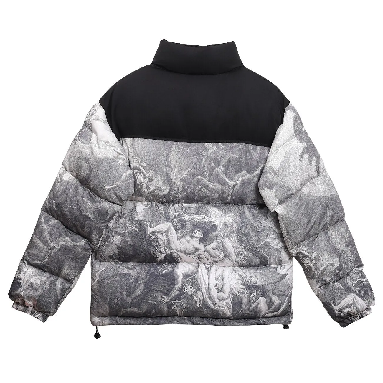 ‘The Plague’ Monochrome Print Down Puffer Jacket