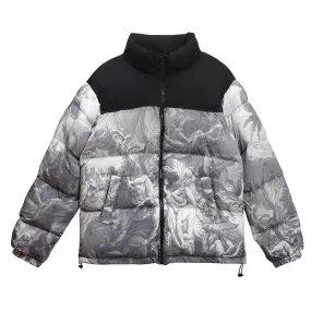 ‘The Plague’ Monochrome Print Down Puffer Jacket