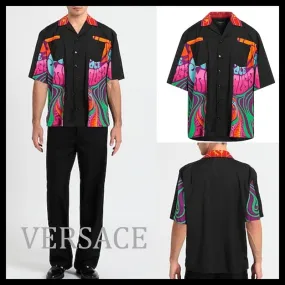 VERSACE  |Unisex Street Style Plain Cotton Short Sleeves Logo Luxury