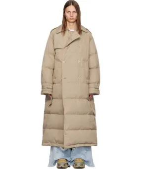 VETEMENTS Beige Quilted Down Trench Coat