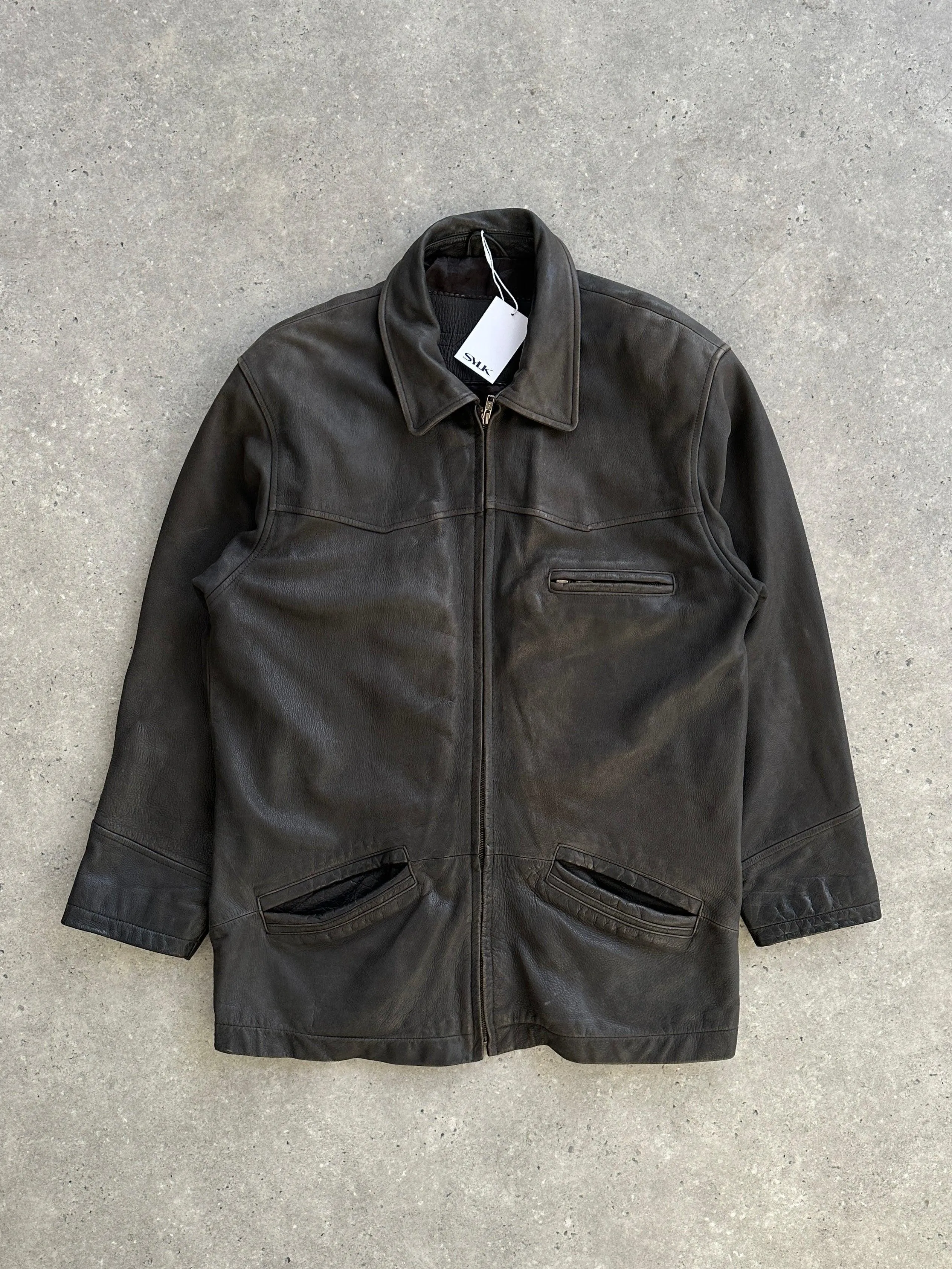 Vintage Mid Length Leather Jacket - L/XL