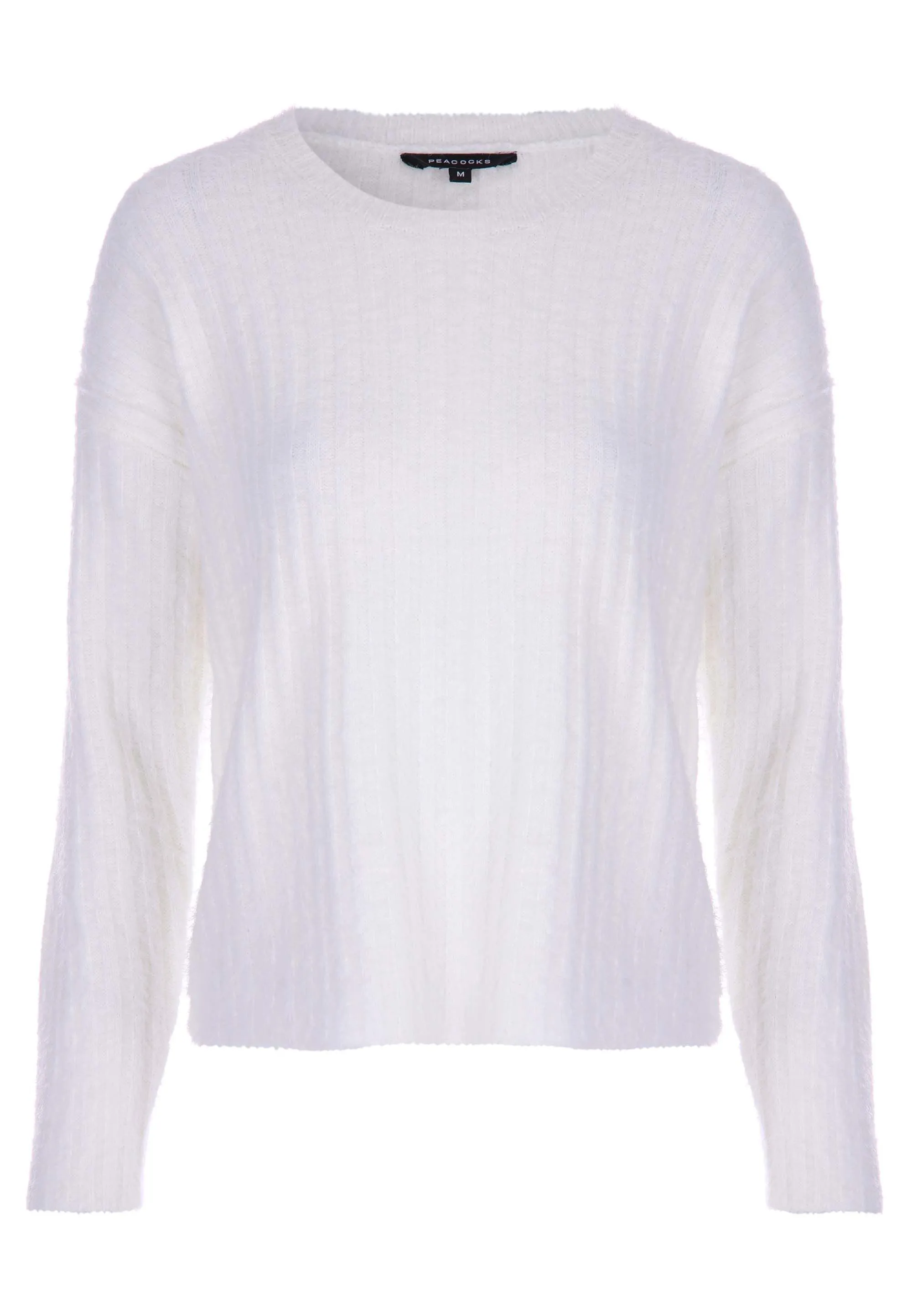 Womens White Ribbed Lash Knit Jumper