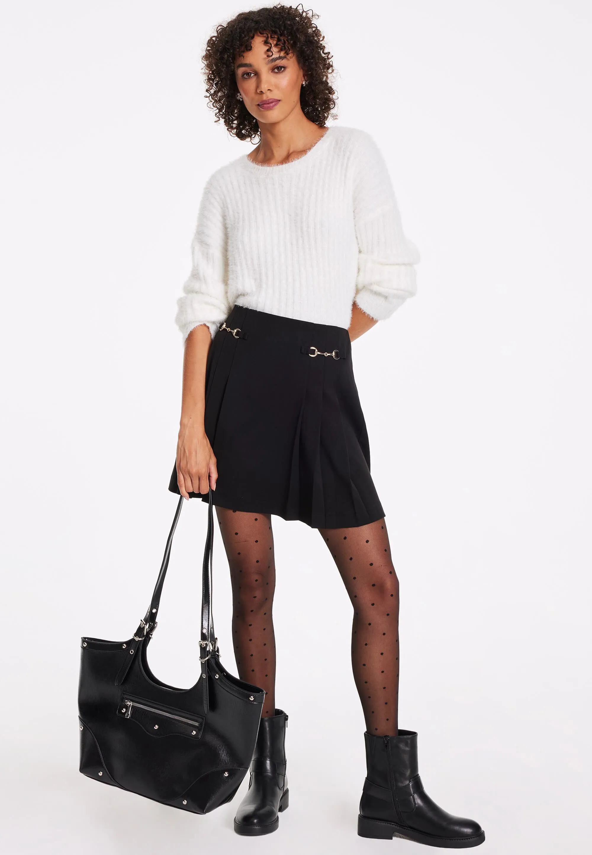 Womens White Ribbed Lash Knit Jumper