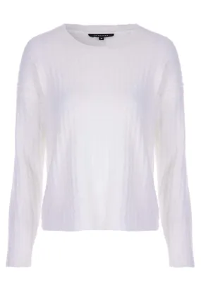 Womens White Ribbed Lash Knit Jumper