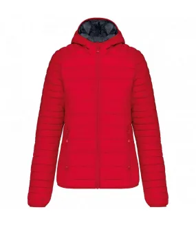 Womens/ladies lightweight hooded padded jacket red Kariban