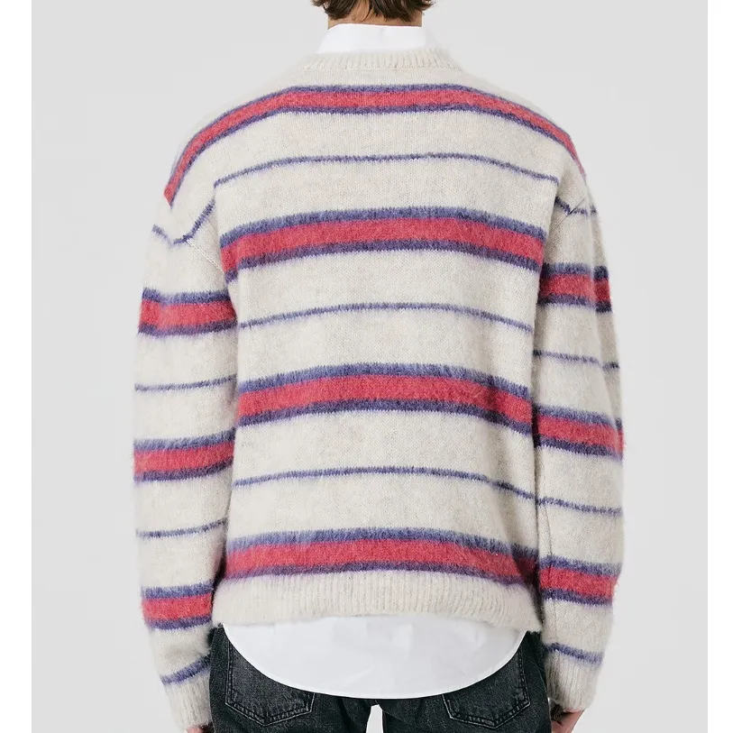 WOOALONG  |Stripes Unisex Wool Street Style Logo Sweaters