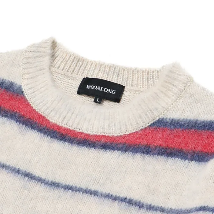 WOOALONG  |Stripes Unisex Wool Street Style Logo Sweaters