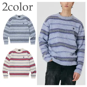 WOOALONG  |Stripes Unisex Wool Street Style Logo Sweaters