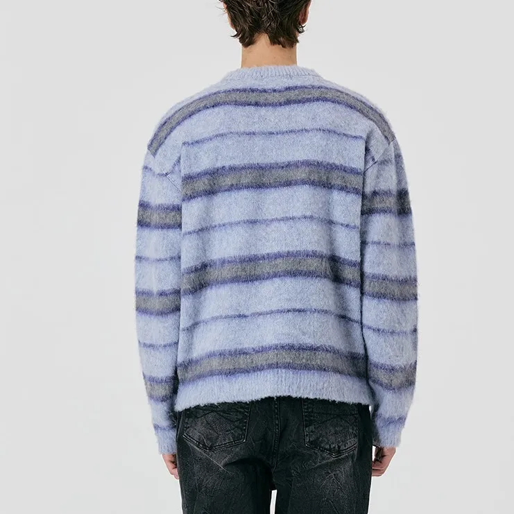 WOOALONG  |Stripes Unisex Wool Street Style Logo Sweaters