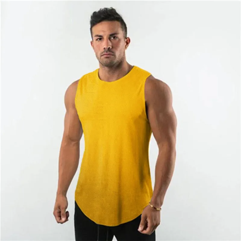 Xituodai Mens Plain Mesh Running Vest Summer Quick Dry Gym Clothing Bodybuilding Fitness Tank Top Sleeveless T Shirt Workout Sin