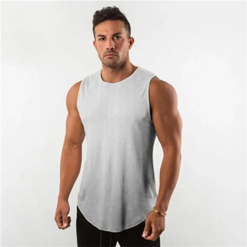 Xituodai Mens Plain Mesh Running Vest Summer Quick Dry Gym Clothing Bodybuilding Fitness Tank Top Sleeveless T Shirt Workout Sin