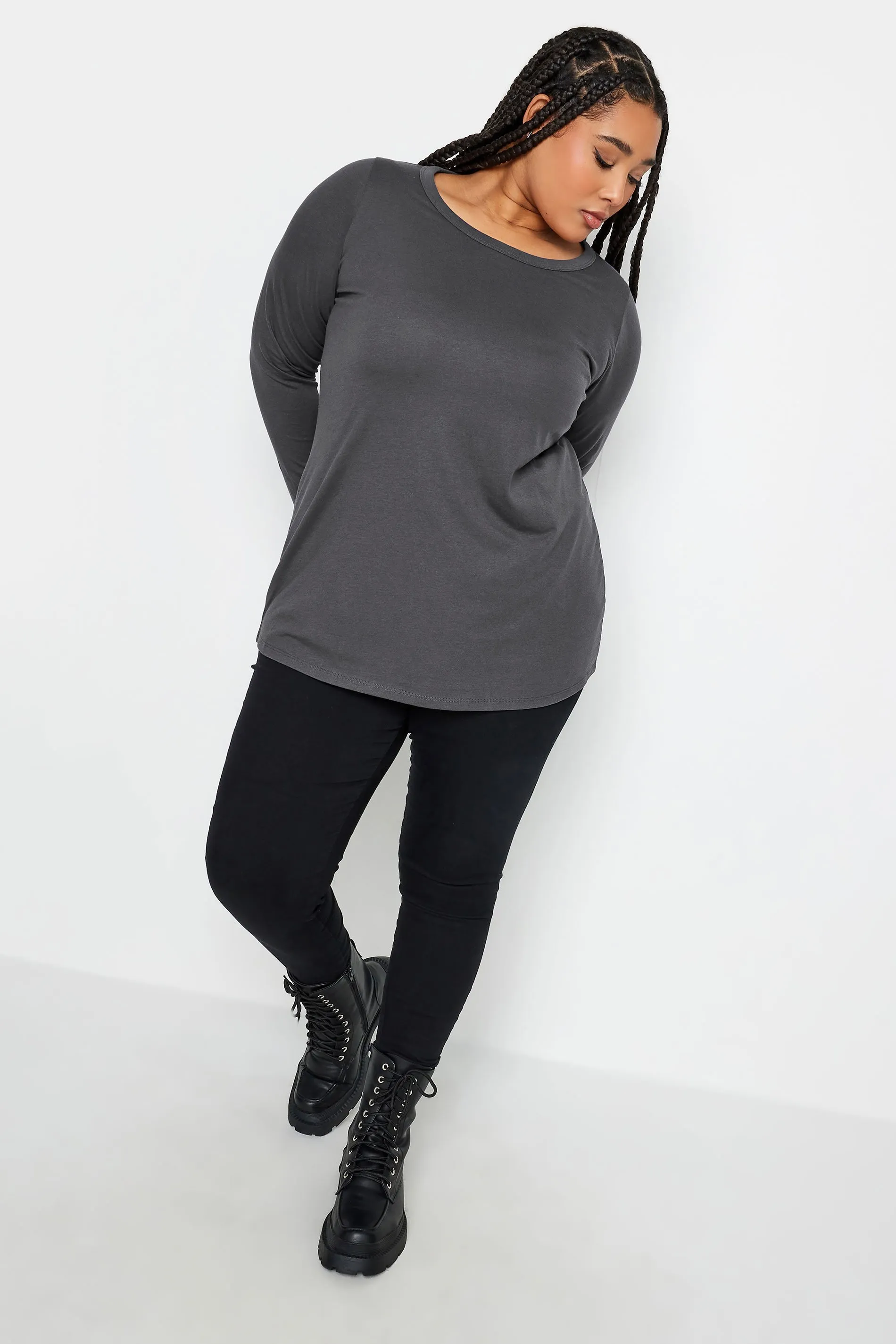 YOURS Curve Grey Long Sleeve Top