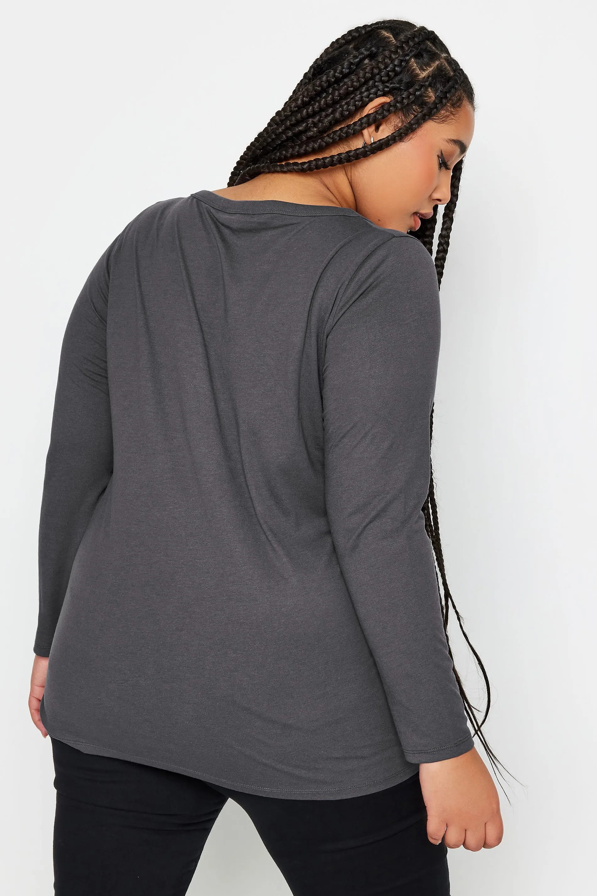 YOURS Curve Grey Long Sleeve Top