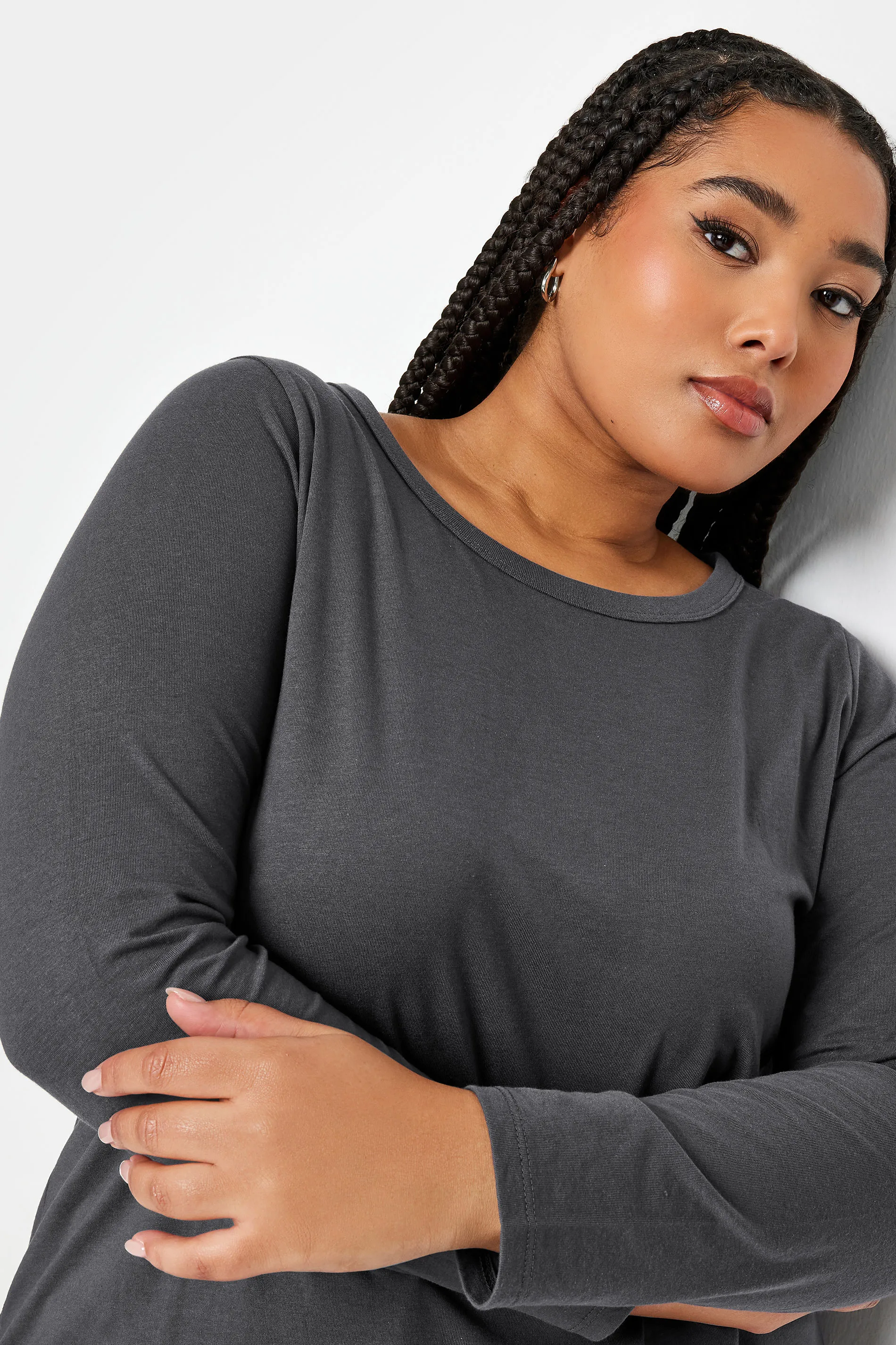 YOURS Curve Grey Long Sleeve Top