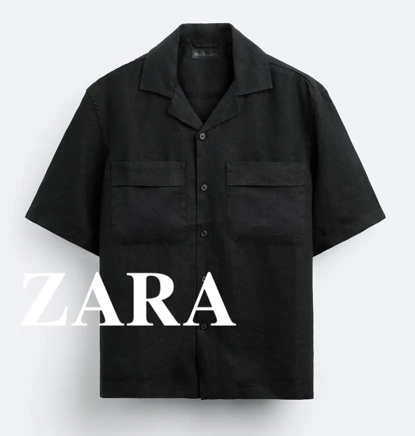 ZARA  |Linen Plain Short Sleeves Shirts